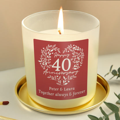 Personalised 40th Ruby Wedding Anniversary Candle Jar - MK&JD Gifts
