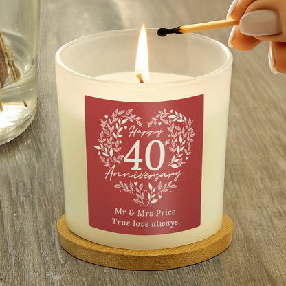 Personalised 40th Ruby Wedding Anniversary Candle Jar - MK&JD Gifts