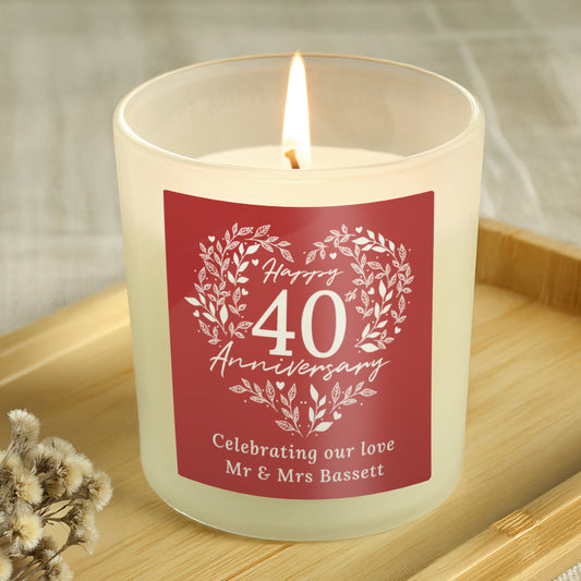 Personalised 40th Ruby Wedding Anniversary Candle Jar - MK&JD Gifts