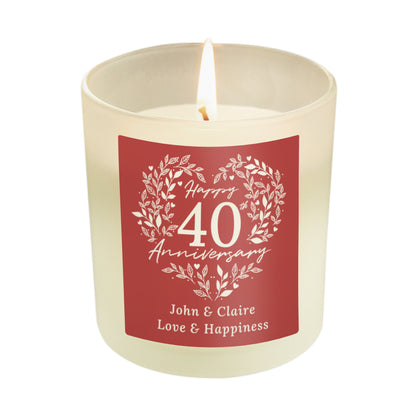 Personalised 40th Ruby Wedding Anniversary Candle Jar - MK&JD Gifts