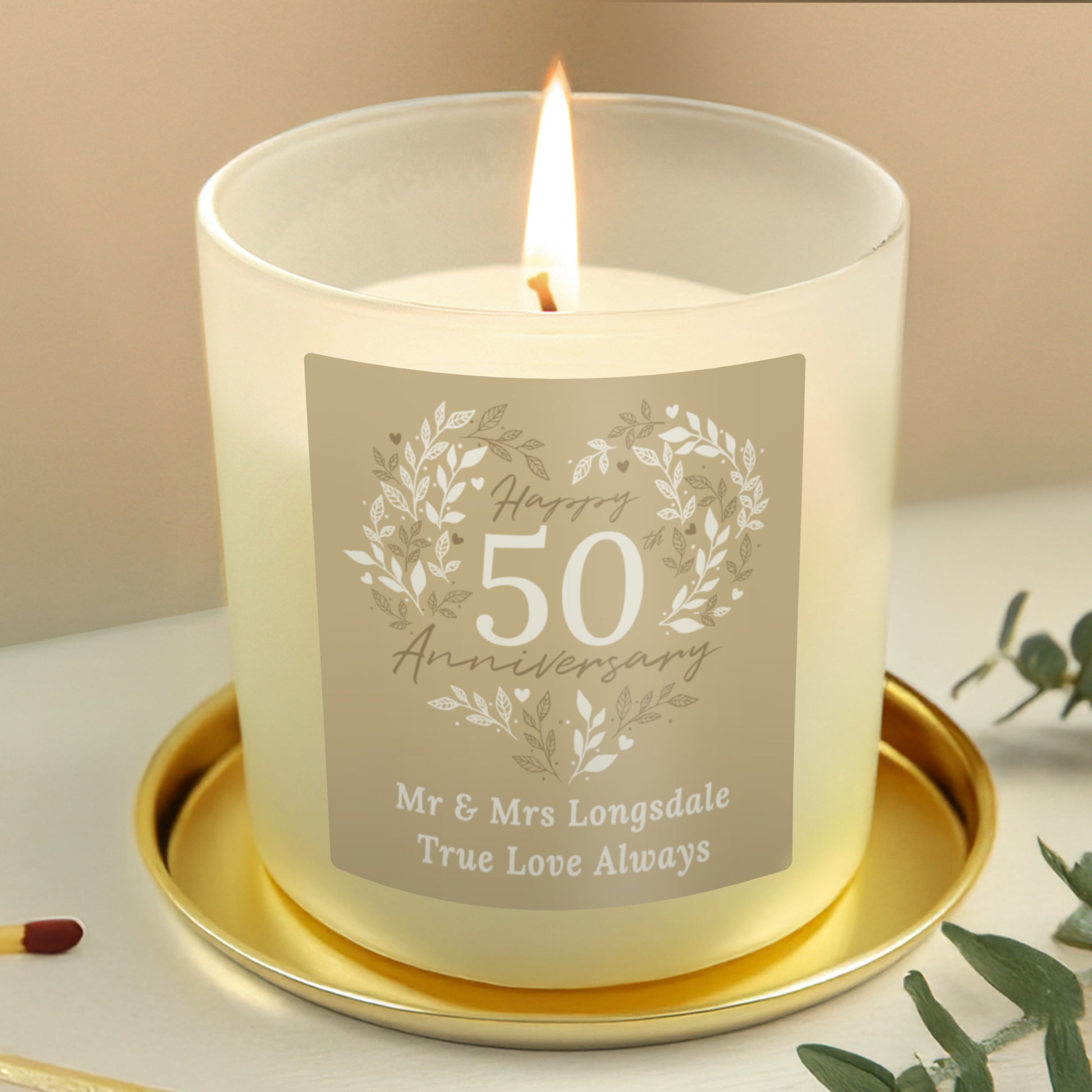 Personalised 50th Golden Wedding Anniversary Candle Jar - MK&JD Gifts