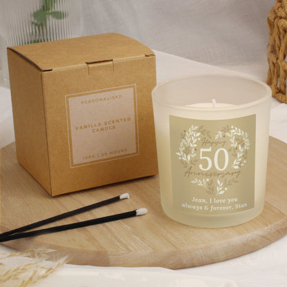 Personalised 50th Golden Wedding Anniversary Candle Jar - MK&JD Gifts