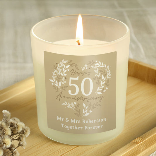 Personalised 50th Golden Wedding Anniversary Candle Jar - MK&JD Gifts