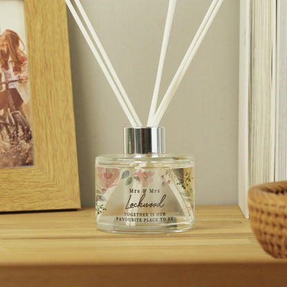 Personalised Floral Watercolour Reed Diffuser - MK&JD Gifts
