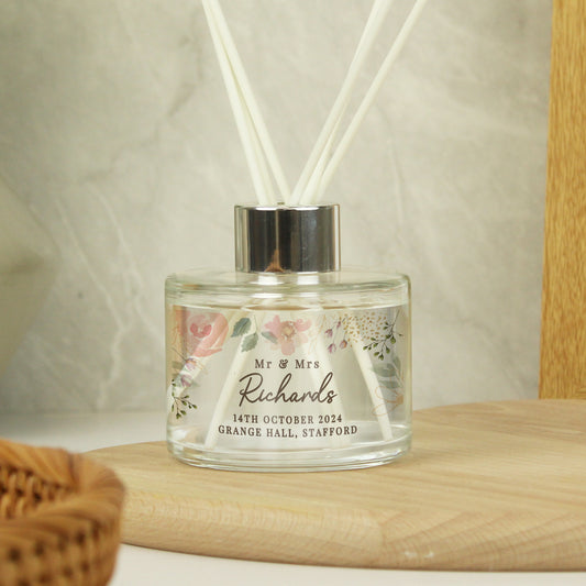 Personalised Floral Watercolour Reed Diffuser - MK&JD Gifts