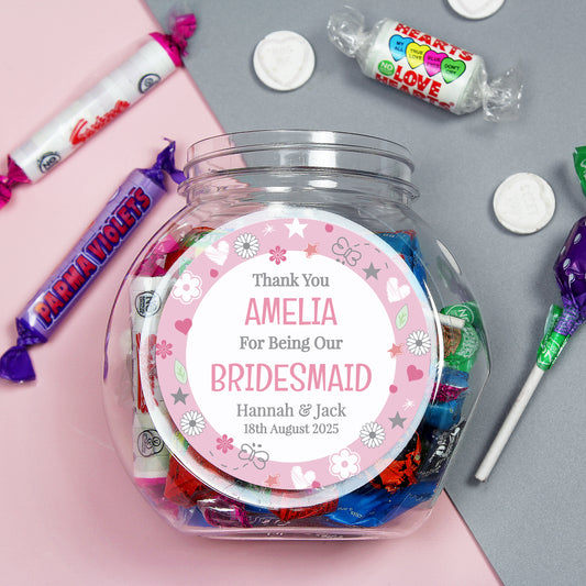 Personalised Bridesmaid Sweet Jar - MK&JD Gifts