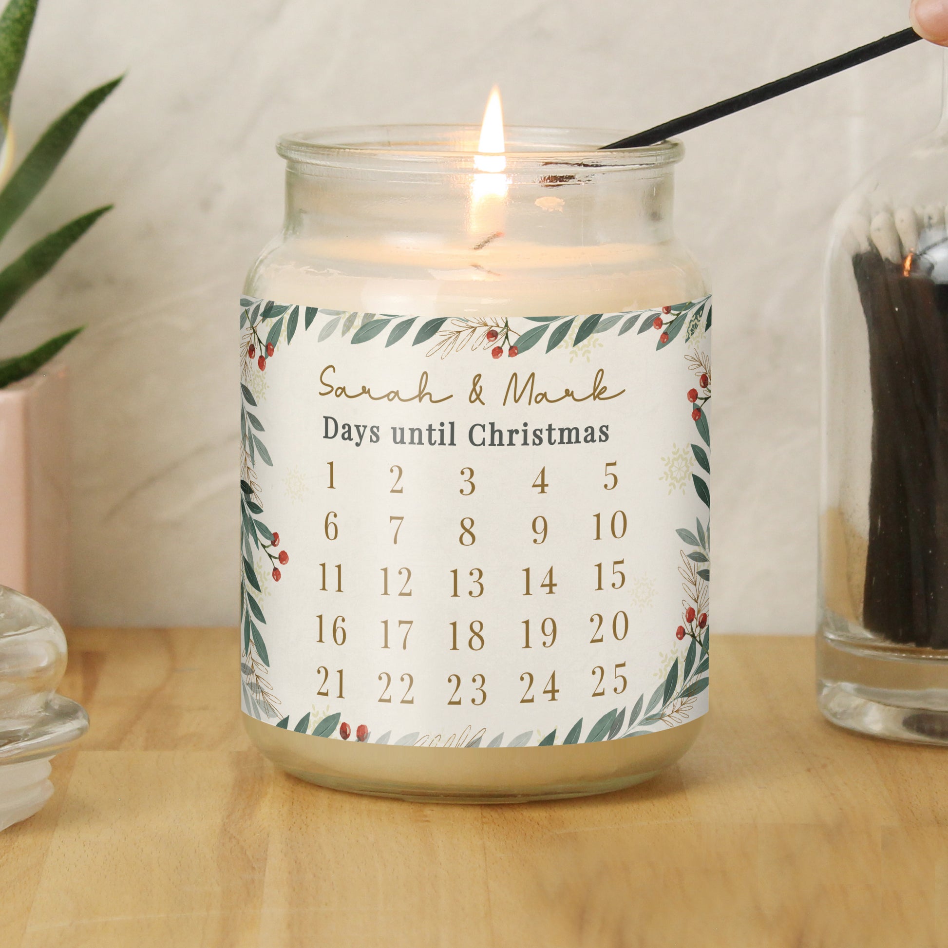 Personalised Countdown Christmas Large Candle Jar - MK&JD Gifts