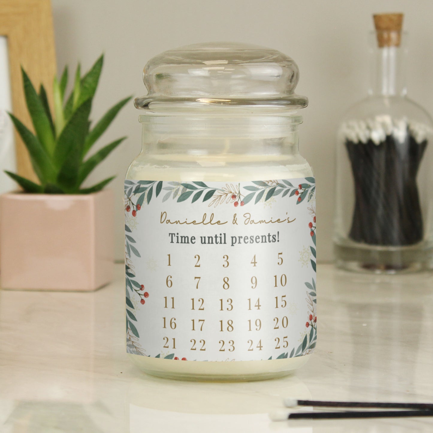 Personalised Countdown Christmas Large Candle Jar - MK&JD Gifts