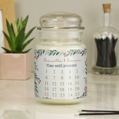 Personalised Countdown Christmas Large Candle Jar - MK&JD Gifts