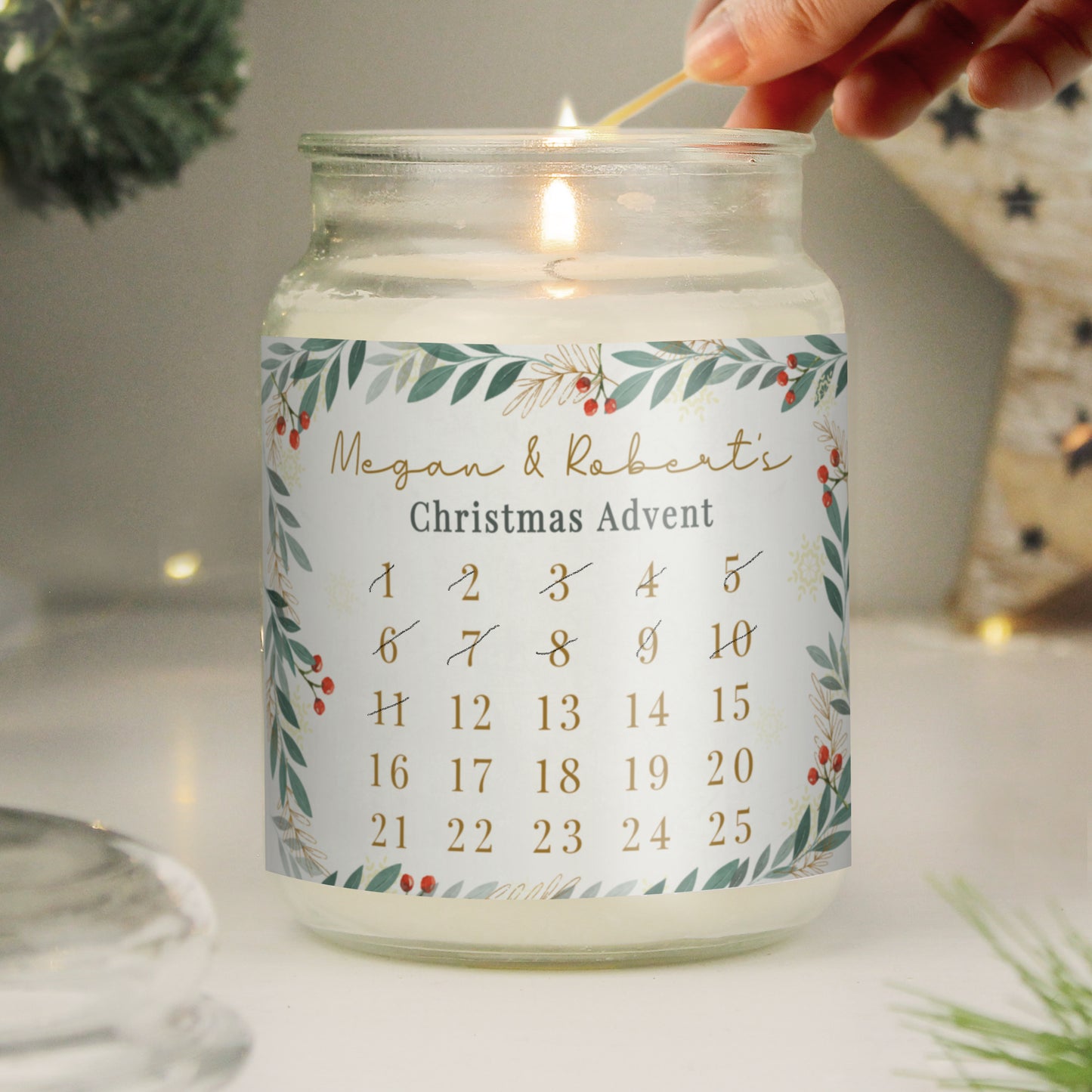 Personalised Countdown Christmas Large Candle Jar - MK&JD Gifts