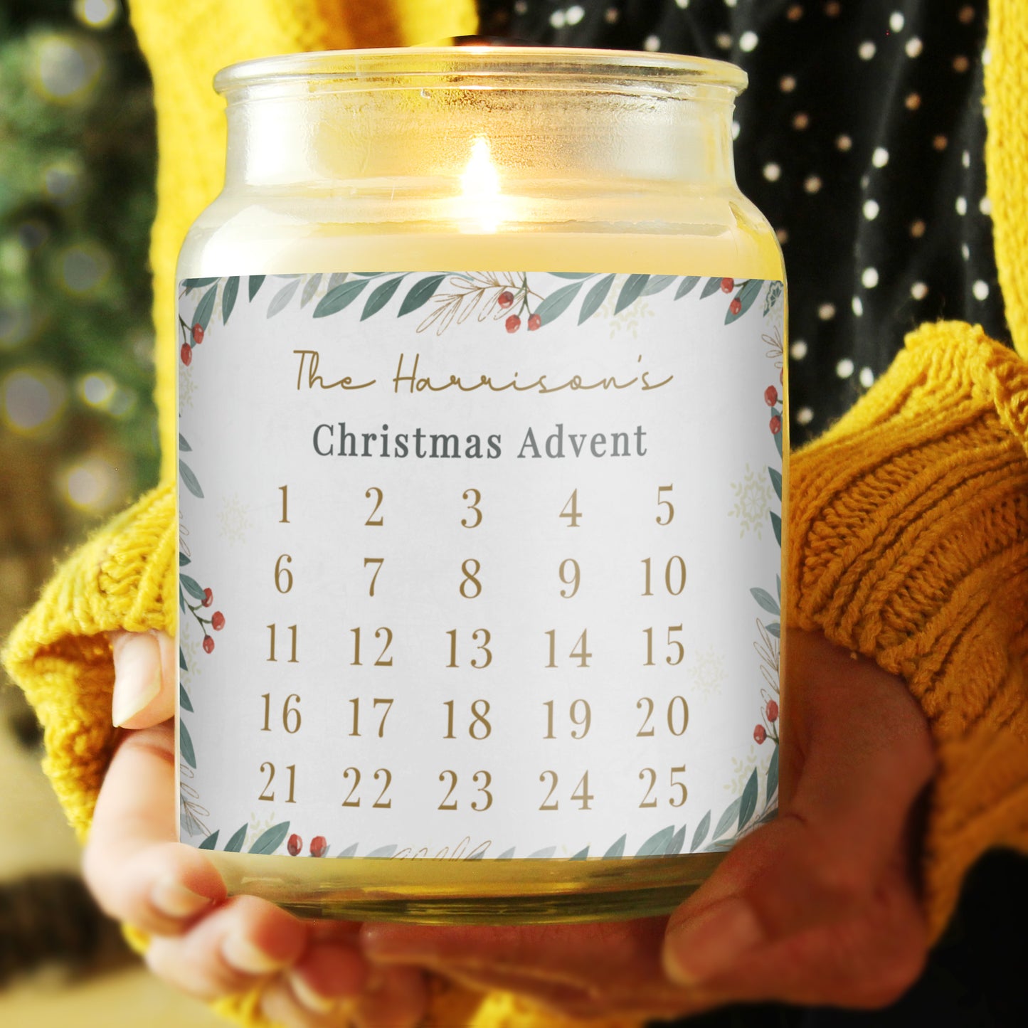 Personalised Countdown Christmas Large Candle Jar - MK&JD Gifts
