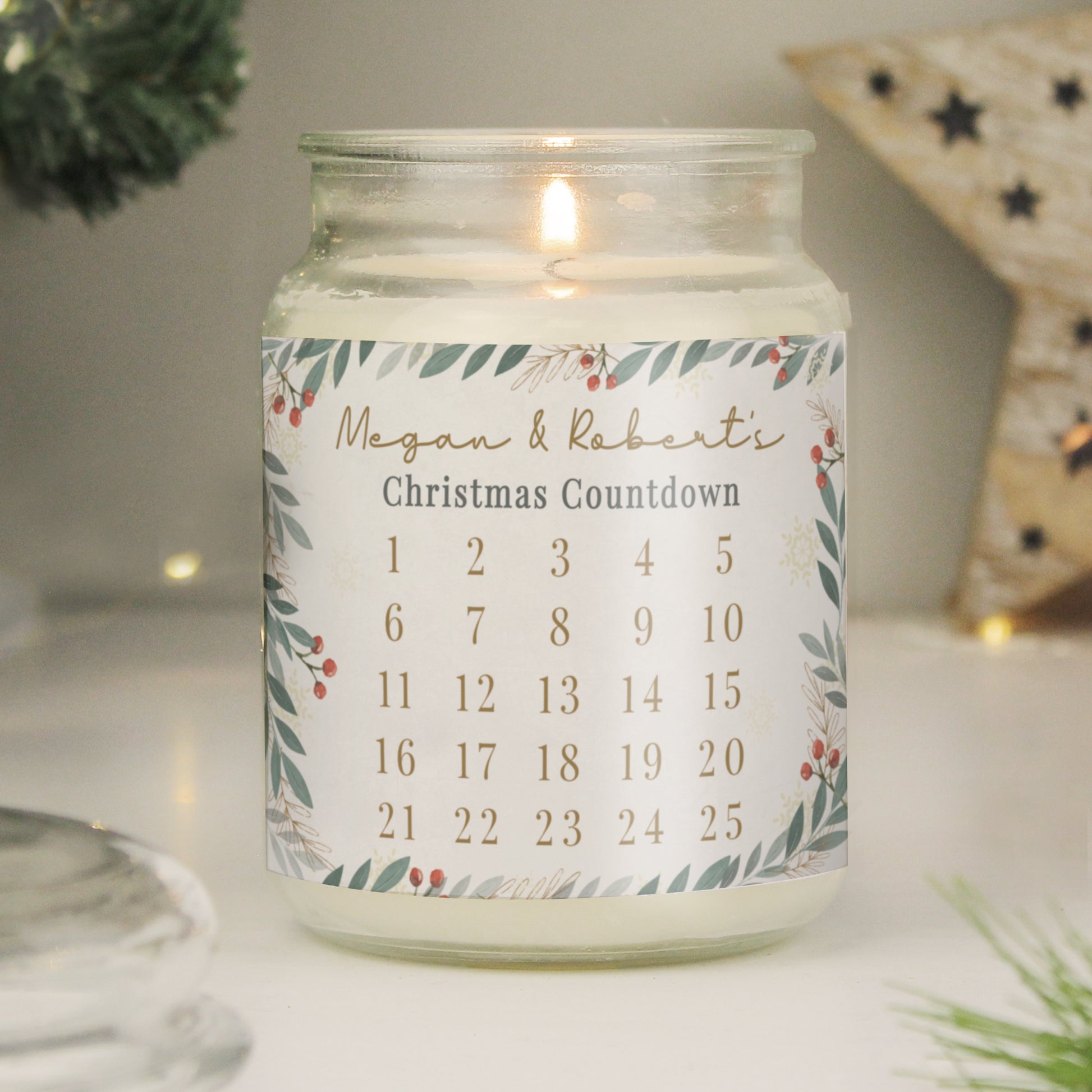 Personalised Countdown Christmas Large Candle Jar - MK&JD Gifts