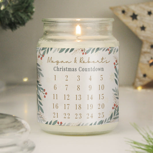Personalised Countdown Christmas Large Candle Jar - MK&JD Gifts