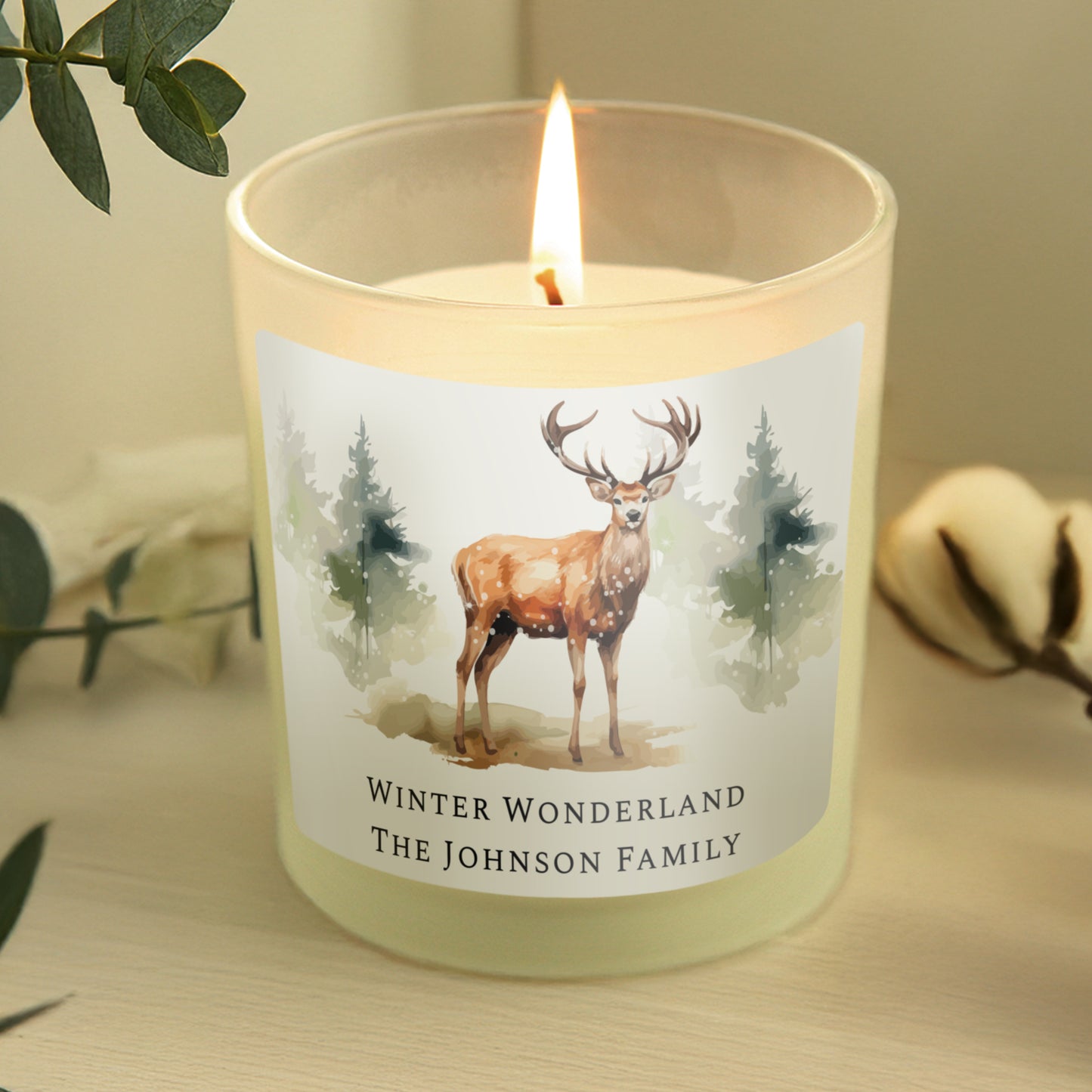 Personalised Watercolour Stag Candle Jar - MK&JD Gifts