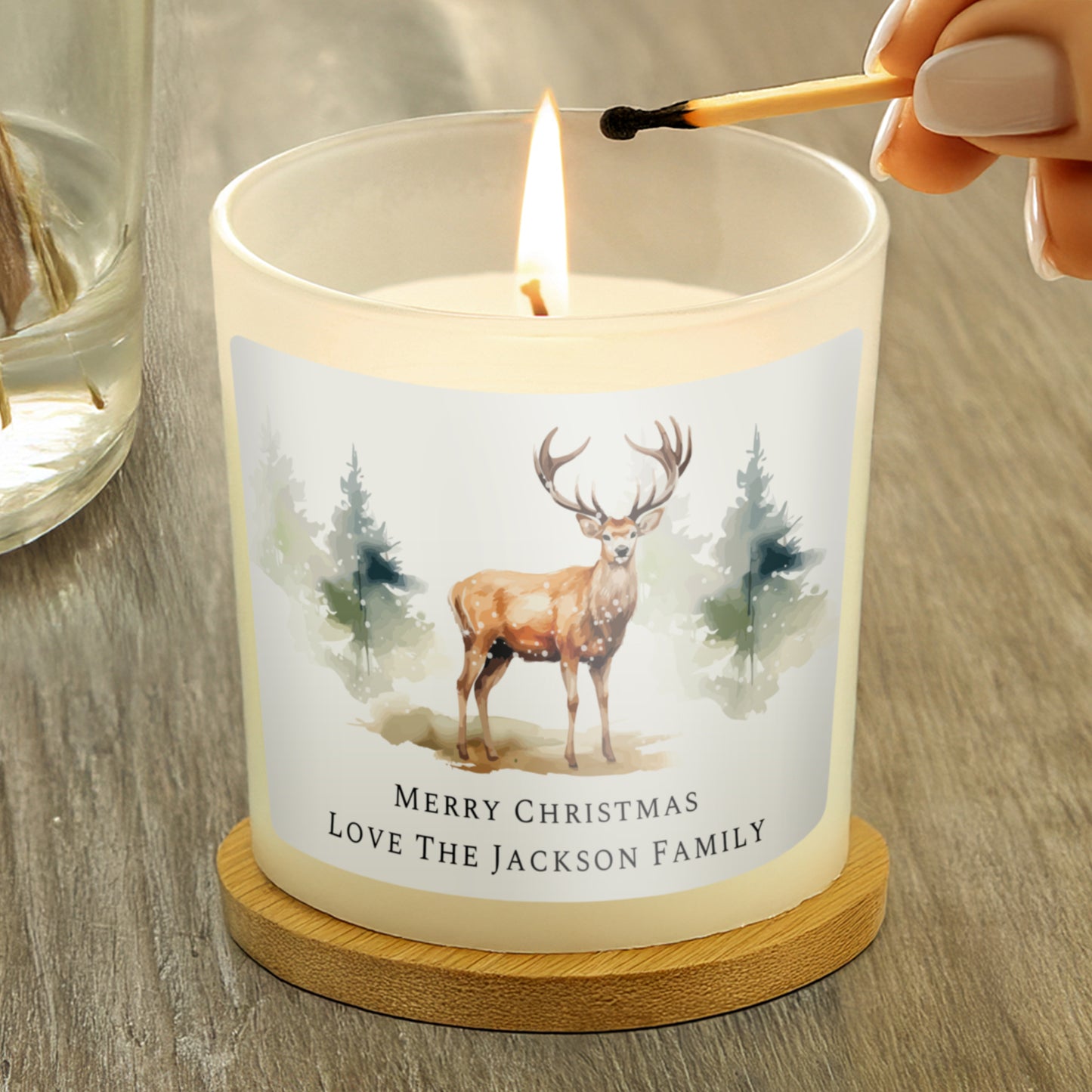 Personalised Watercolour Stag Candle Jar - MK&JD Gifts