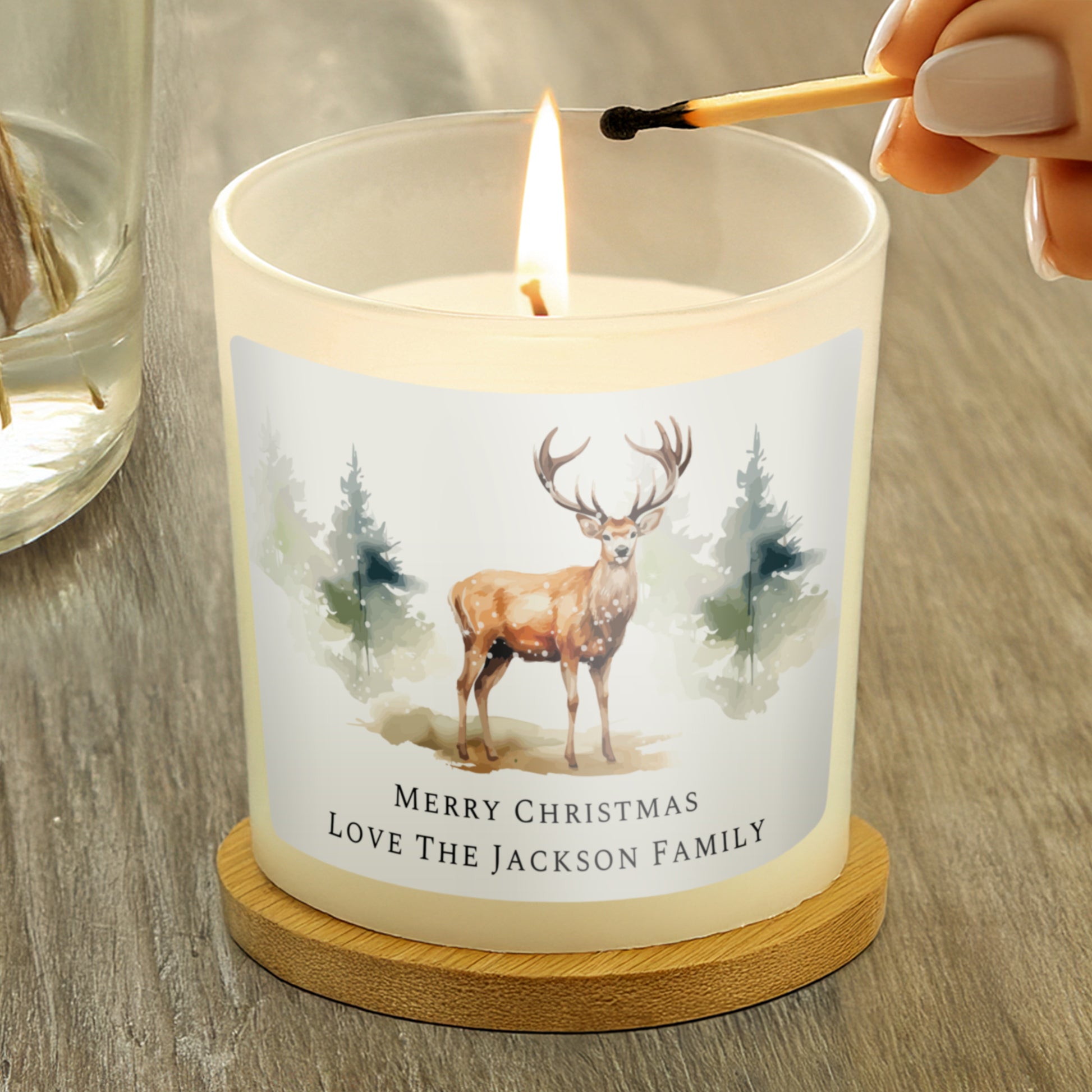 Personalised Watercolour Stag Candle Jar - MK&JD Gifts