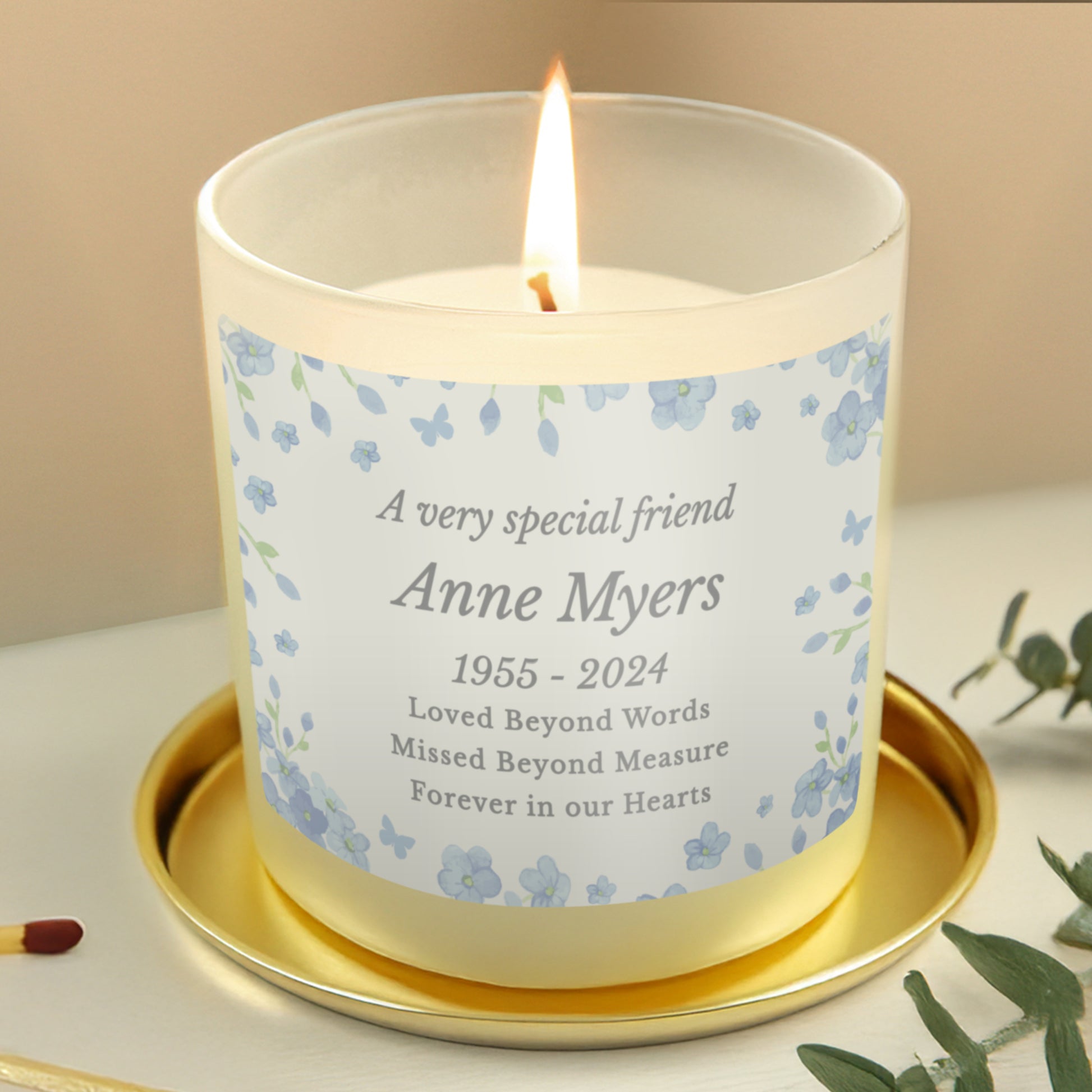 Personalised Memorial Forget Me Not Candle Jar - MK&JD Gifts