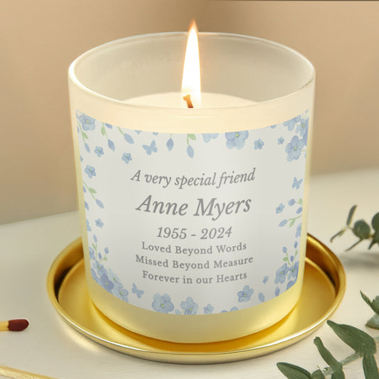 Personalised Memorial Forget Me Not Candle Jar - MK&JD Gifts