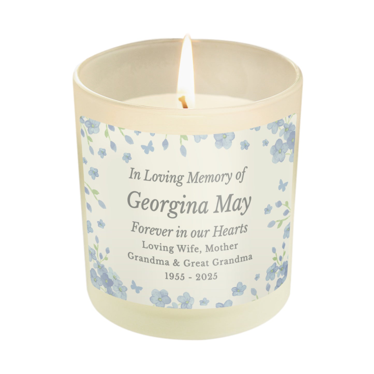 Personalised Memorial Forget Me Not Candle Jar - MK&JD Gifts