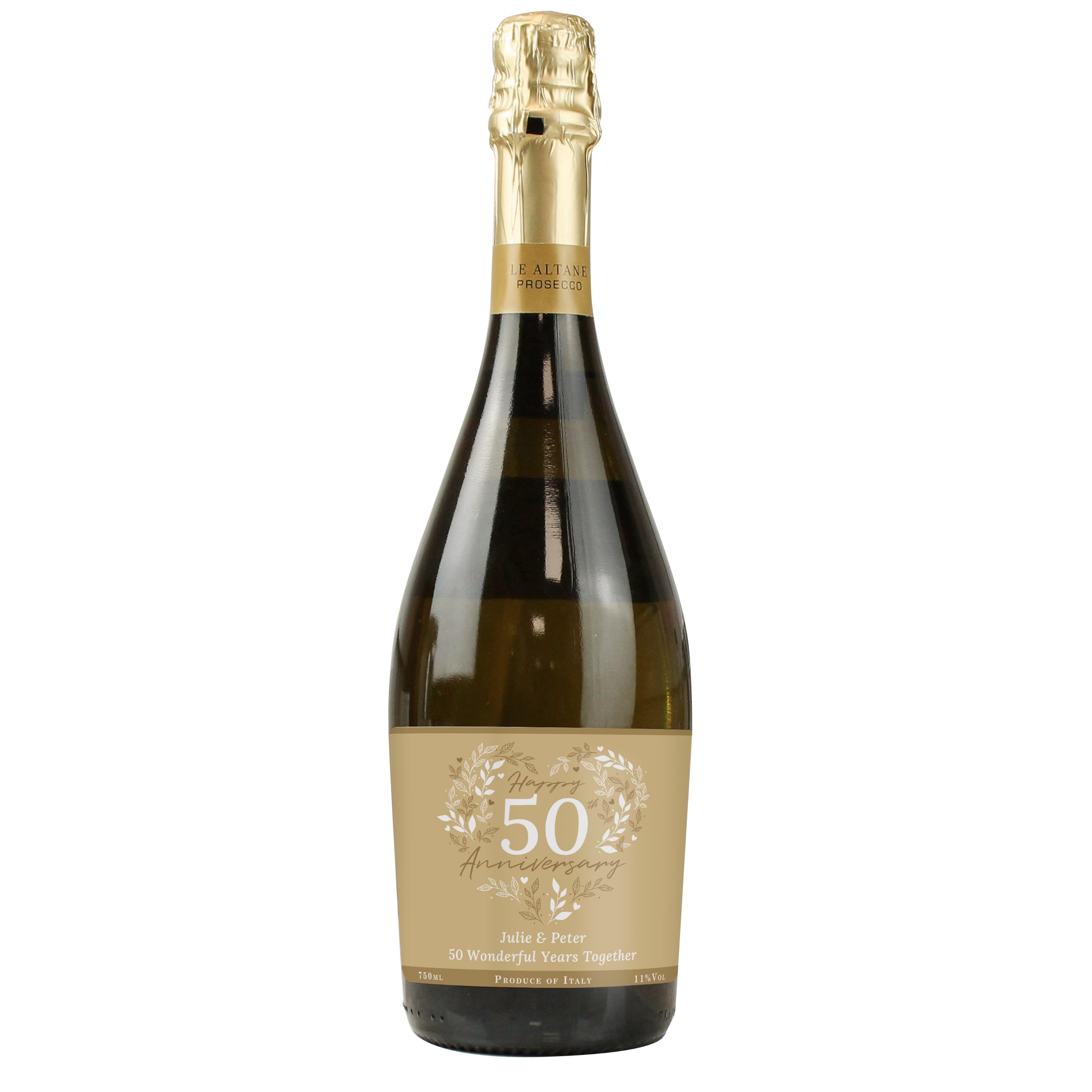 Personalised 50th Golden Wedding Anniversary Prosecco - MK&JD Gifts