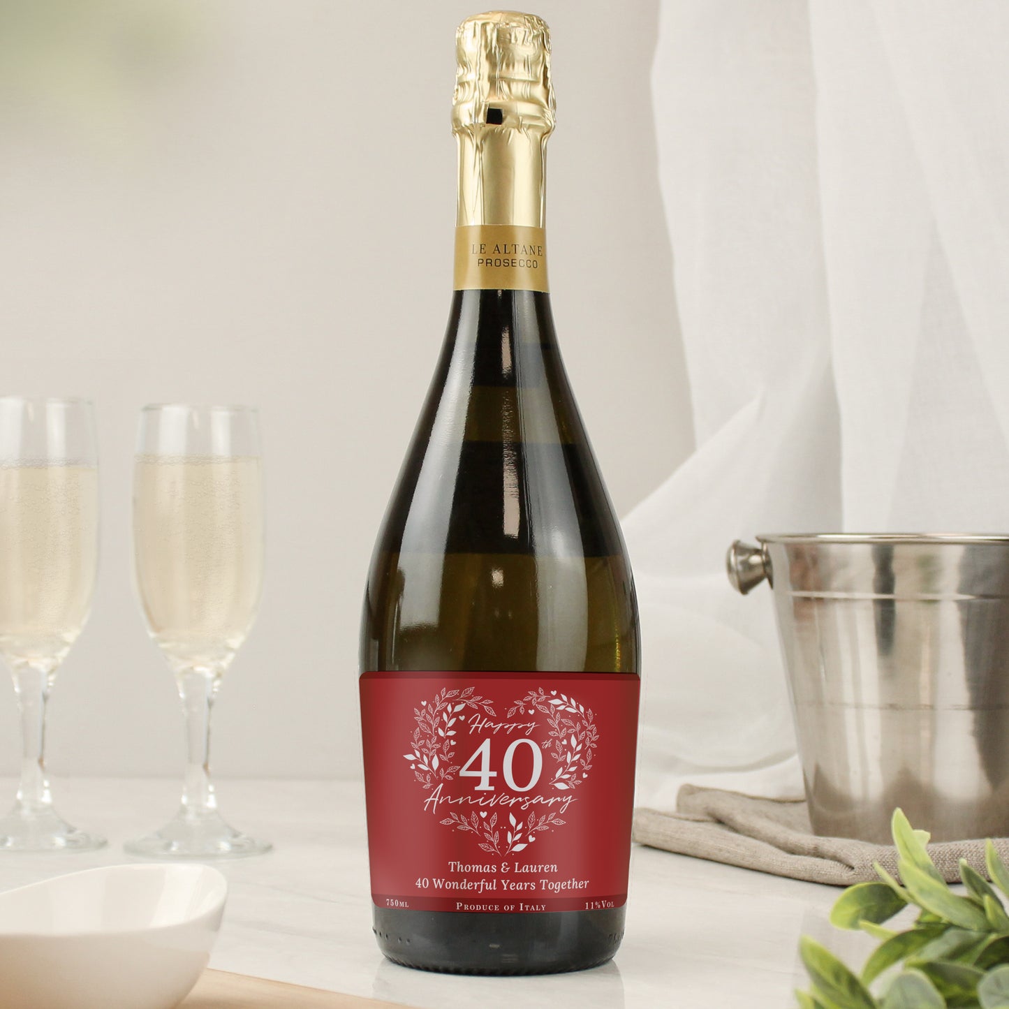 Personalised 40th Ruby Wedding Anniversary Prosecco - MK&JD Gifts