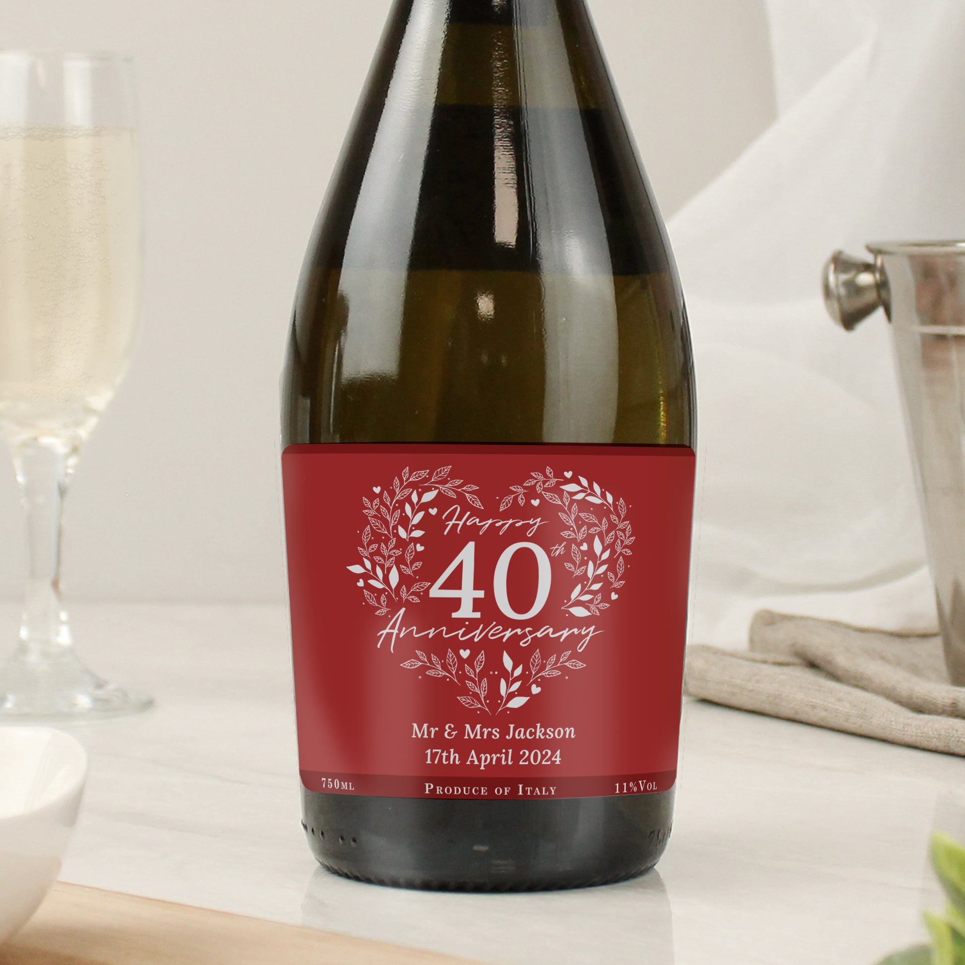Personalised 40th Ruby Wedding Anniversary Prosecco - MK&JD Gifts