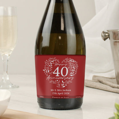 Personalised 40th Ruby Wedding Anniversary Prosecco - MK&JD Gifts