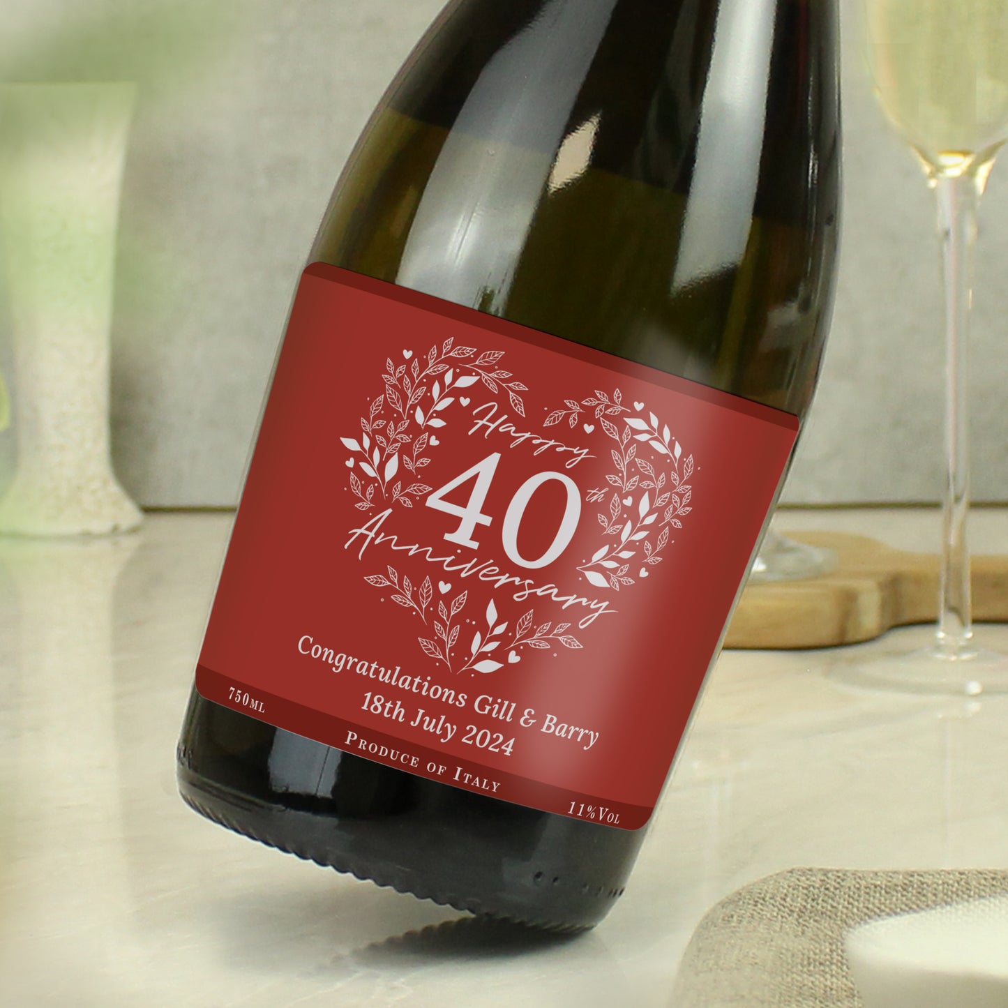 Personalised 40th Ruby Wedding Anniversary Prosecco - MK&JD Gifts