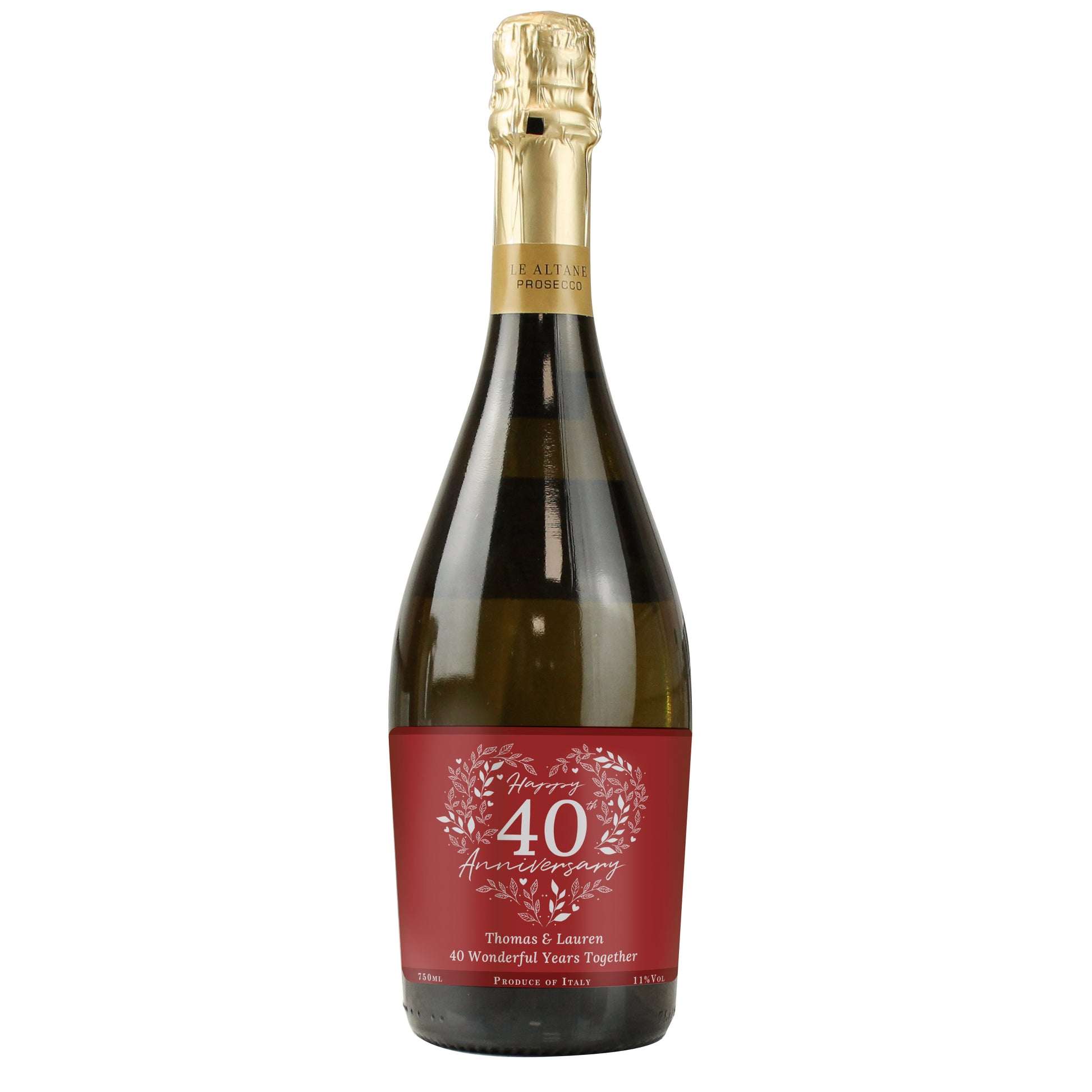 Personalised 40th Ruby Wedding Anniversary Prosecco - MK&JD Gifts