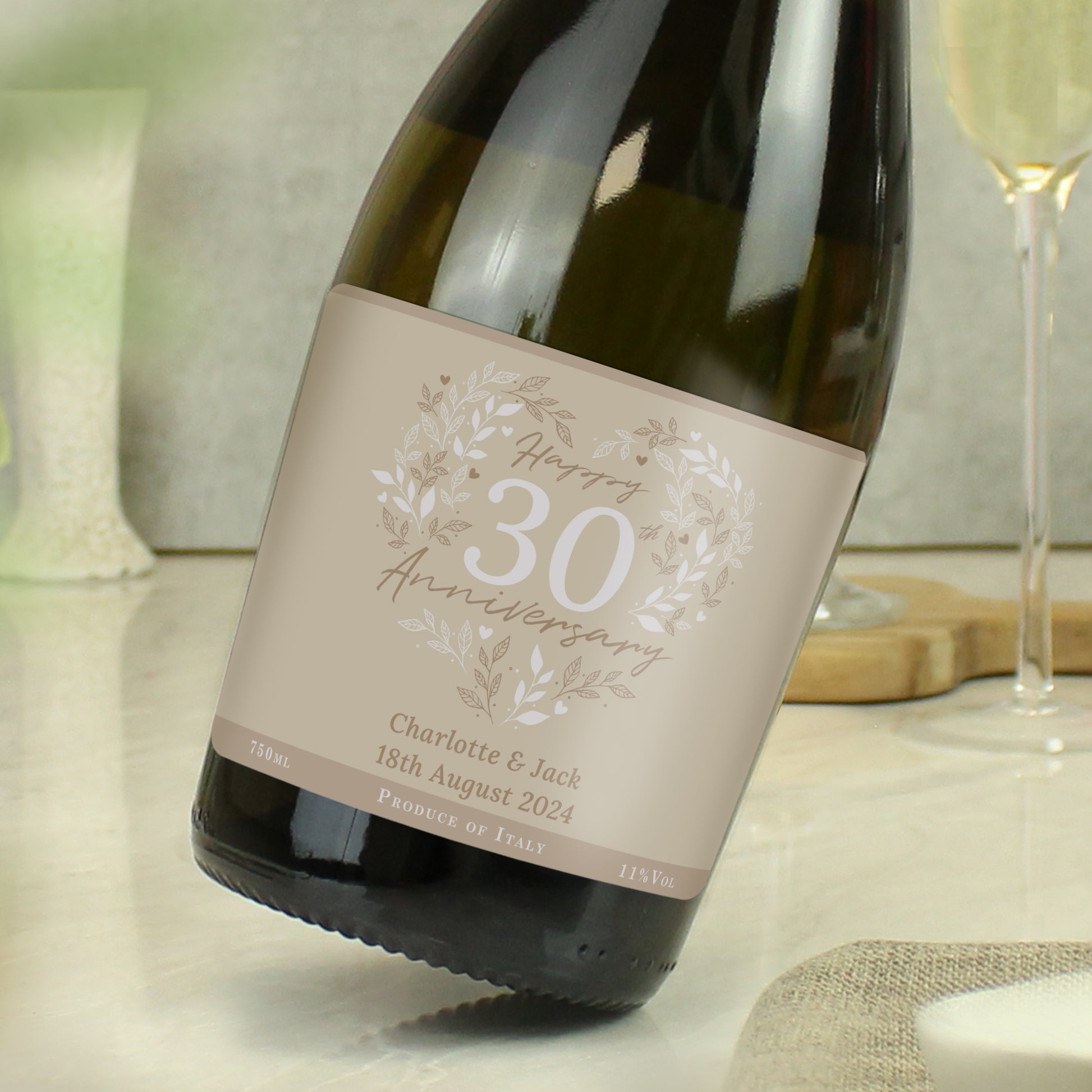 Personalised 30th Pearl Wedding Anniversary Prosecco - MK&JD Gifts
