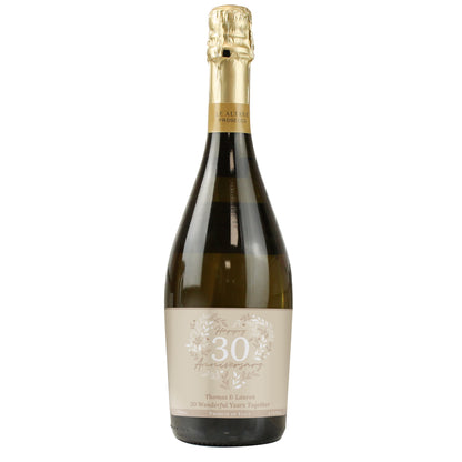 Personalised 30th Pearl Wedding Anniversary Prosecco - MK&JD Gifts