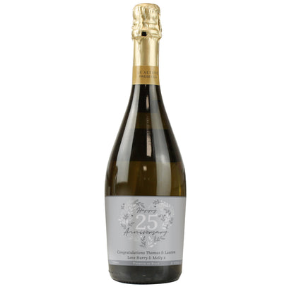 Personalised 25th Silver Wedding Anniversary Prosecco - MK&JD Gifts
