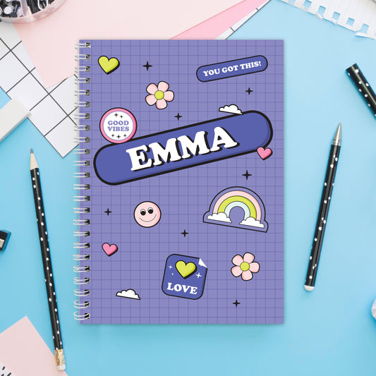 Personalised Good Vibes A5 Notebook - MK&JD Gifts