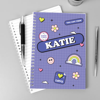 Personalised Good Vibes A5 Notebook - MK&JD Gifts