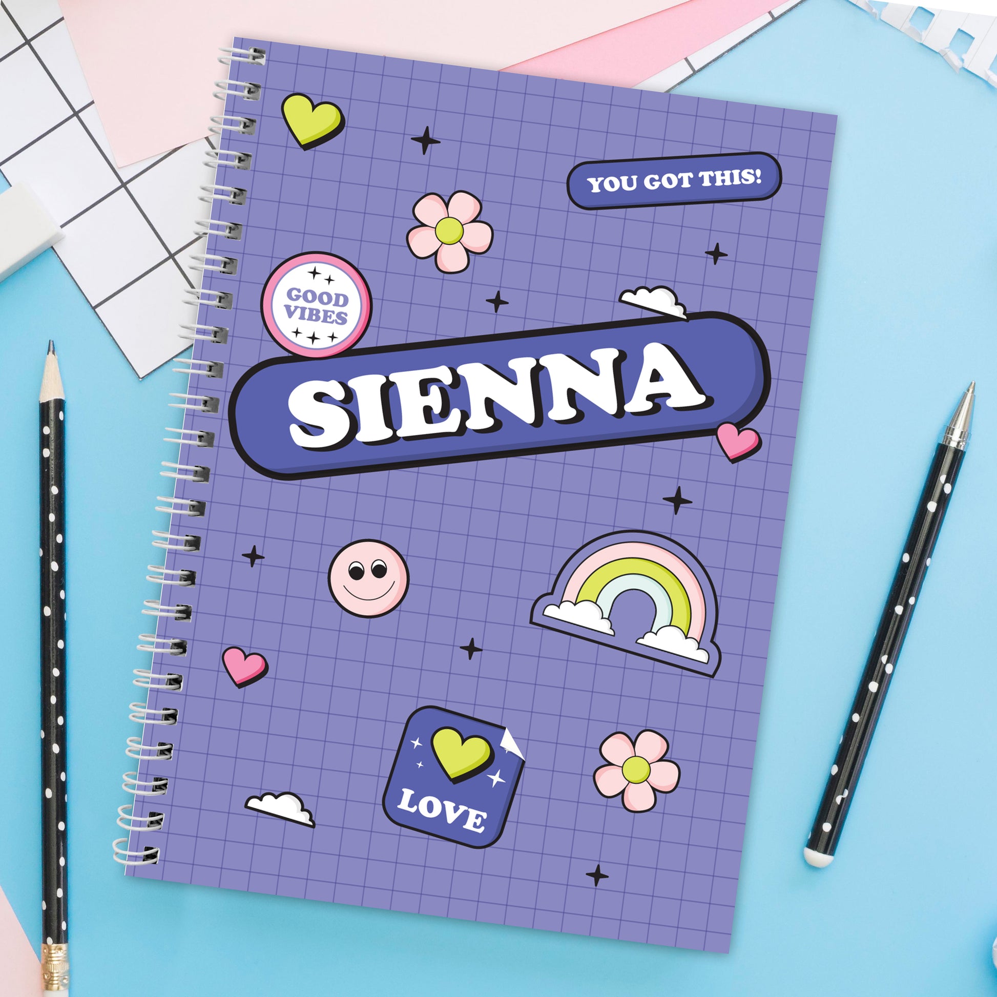 Personalised Good Vibes A5 Notebook - MK&JD Gifts