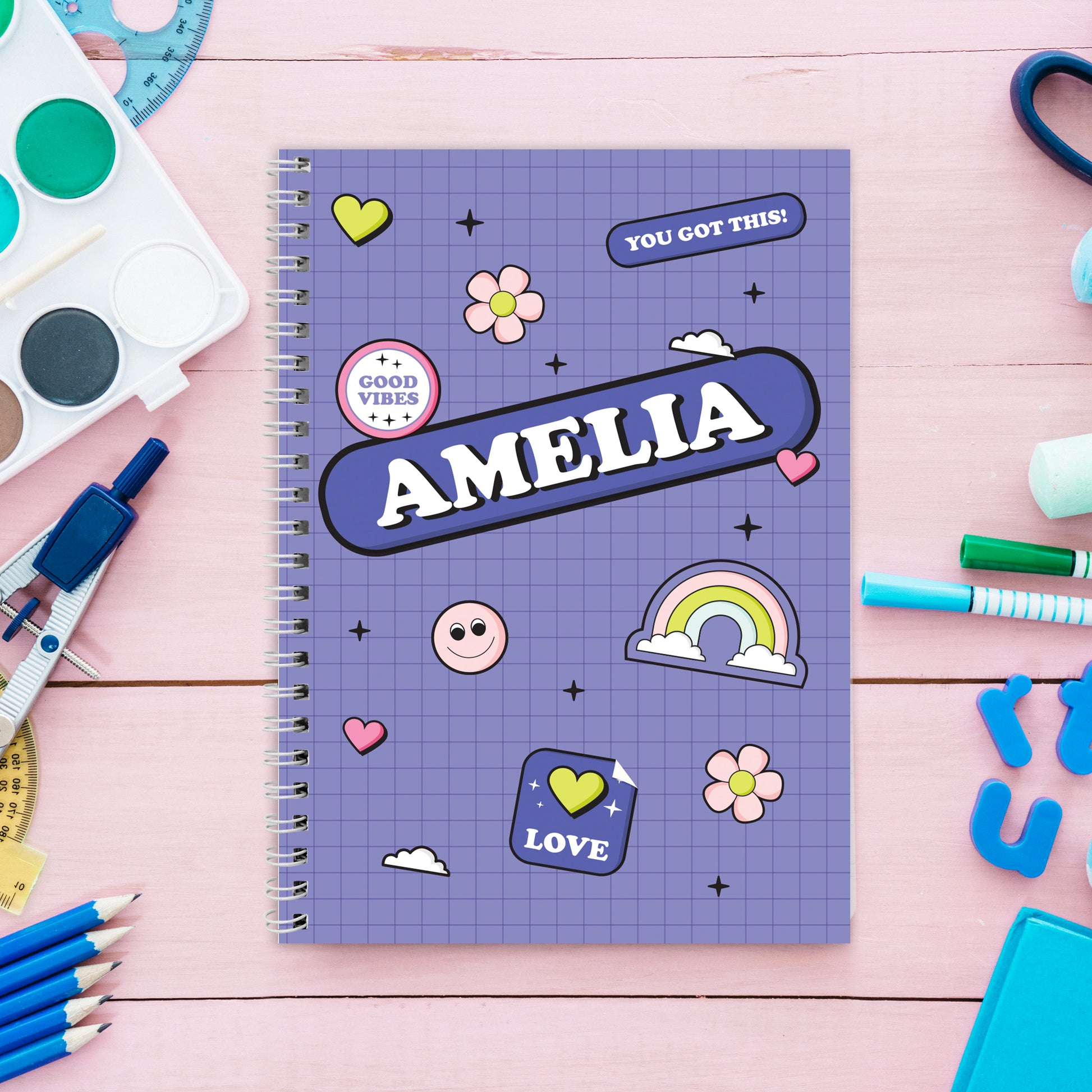 Personalised Good Vibes A5 Notebook - MK&JD Gifts