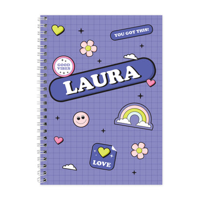 Personalised Good Vibes A5 Notebook - MK&JD Gifts
