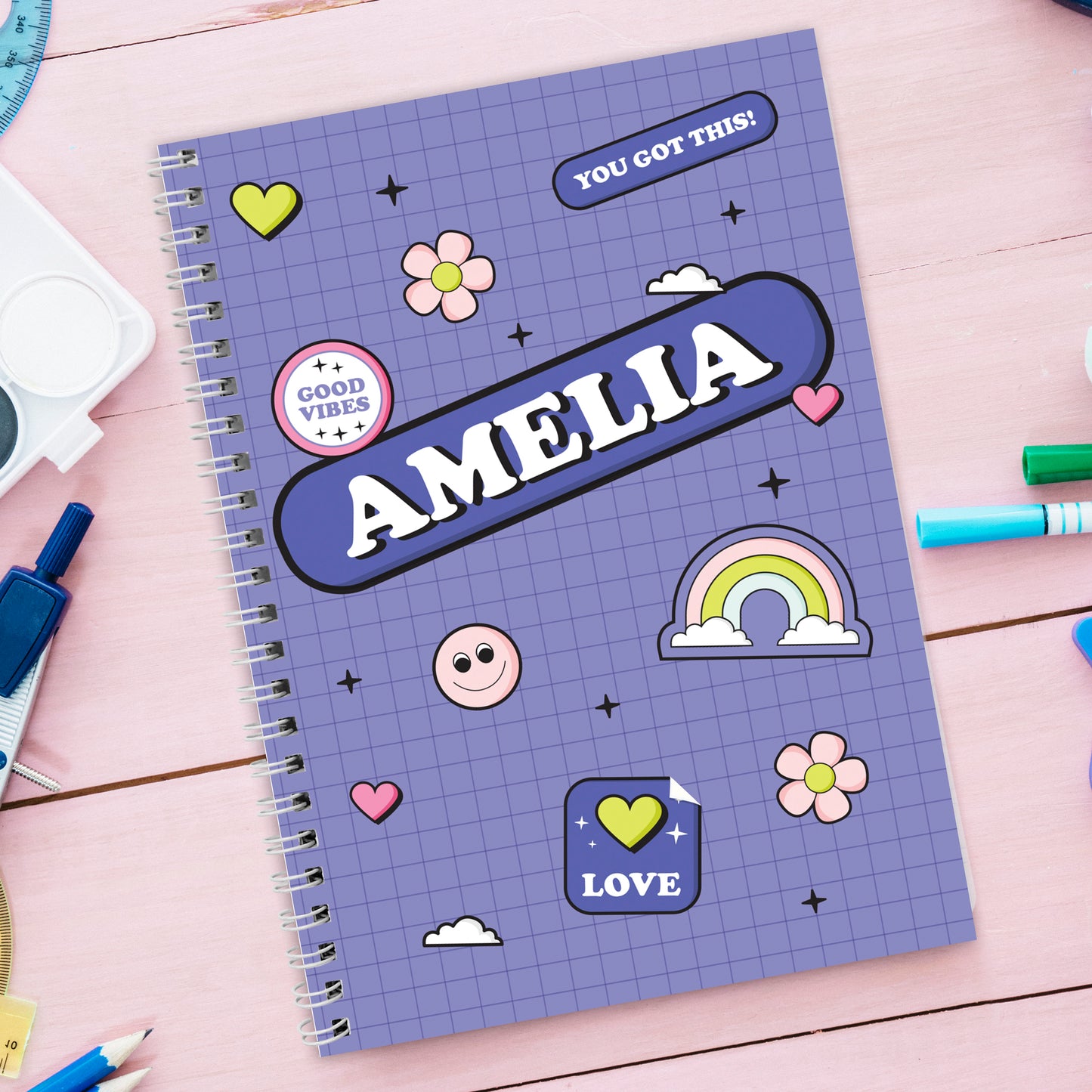 Personalised Good Vibes A5 Notebook - MK&JD Gifts