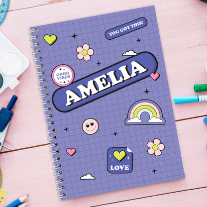 Personalised Good Vibes A5 Notebook - MK&JD Gifts