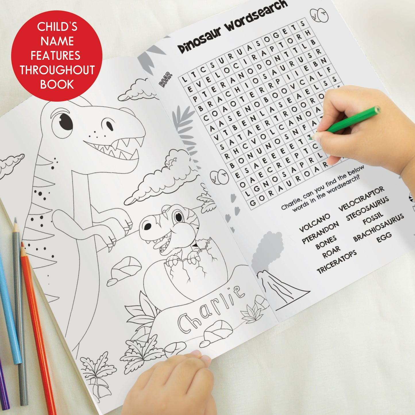 Personalised Dinosaur Colouring Book - MK&JD Gifts