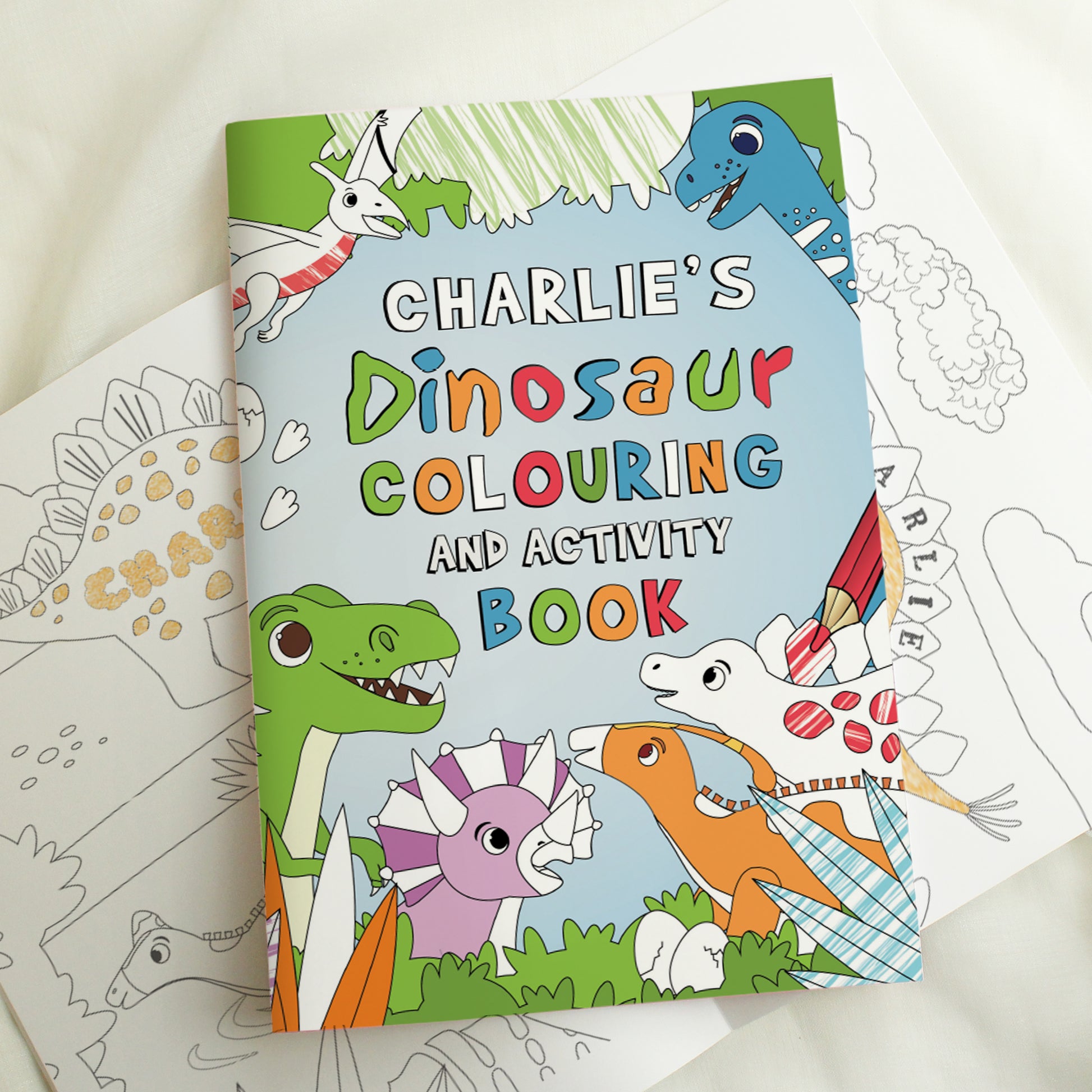 Personalised Dinosaur Colouring Book - MK&JD Gifts