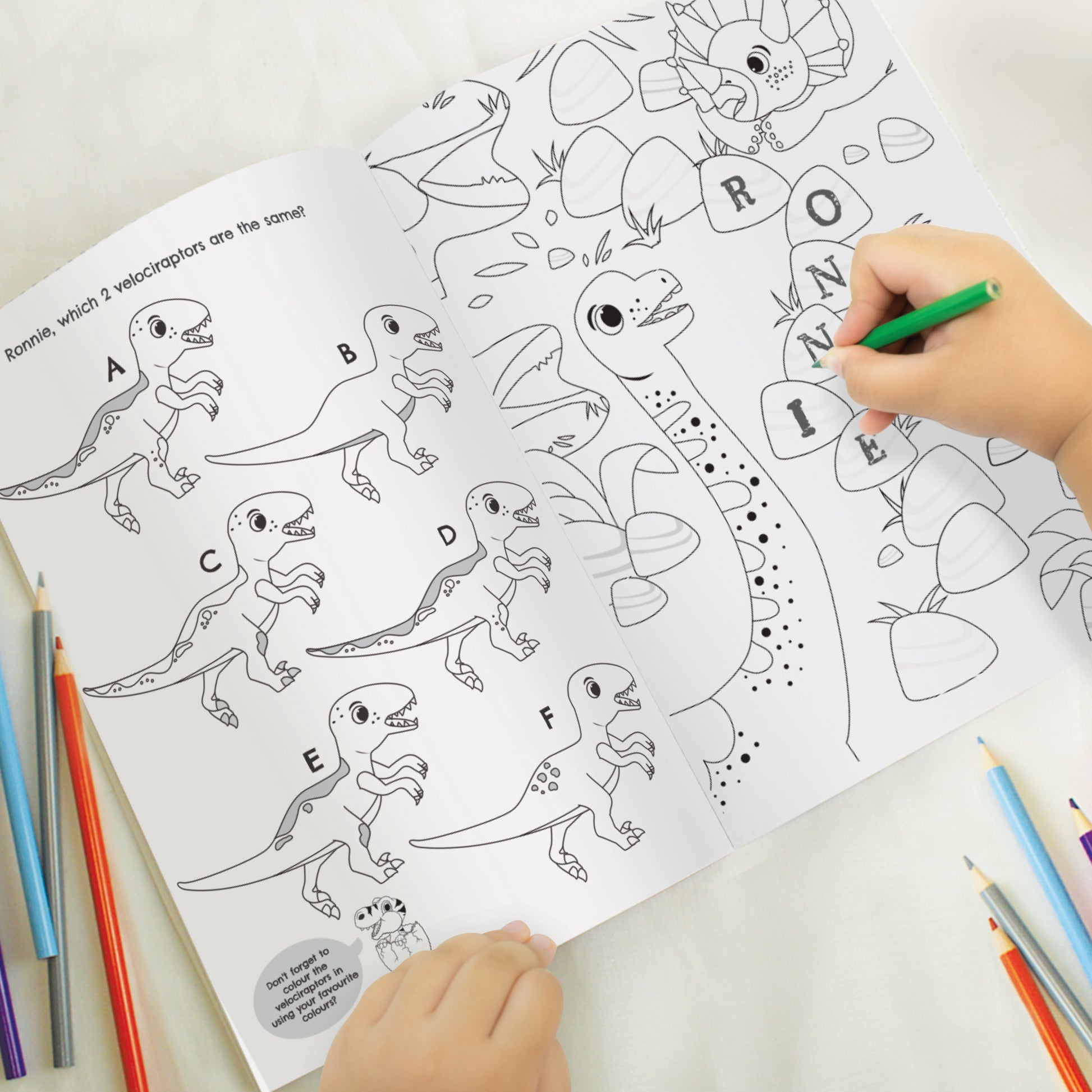 Personalised Dinosaur Colouring Book - MK&JD Gifts