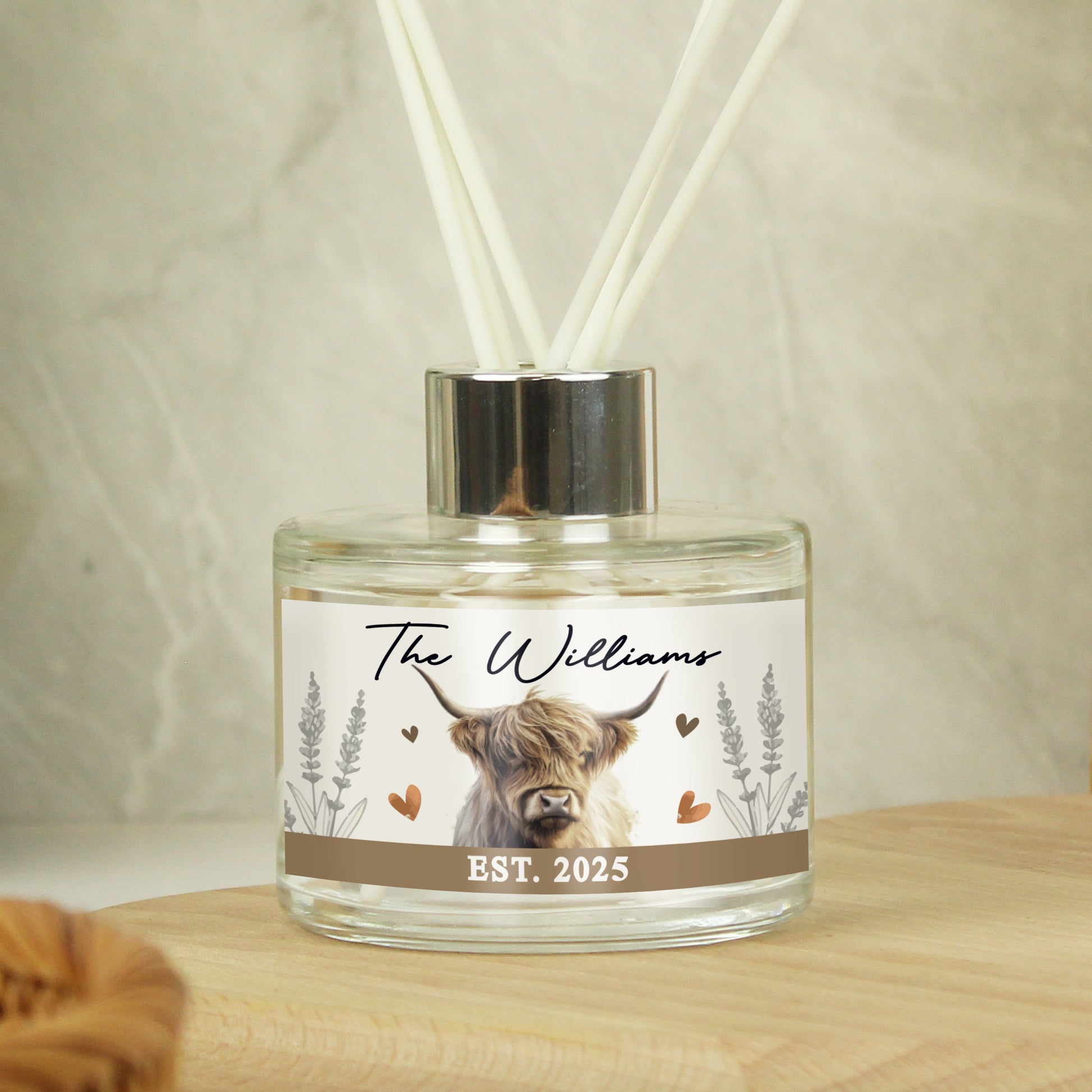 Personalised Highland Cow Reed Diffuser - MK&JD Gifts
