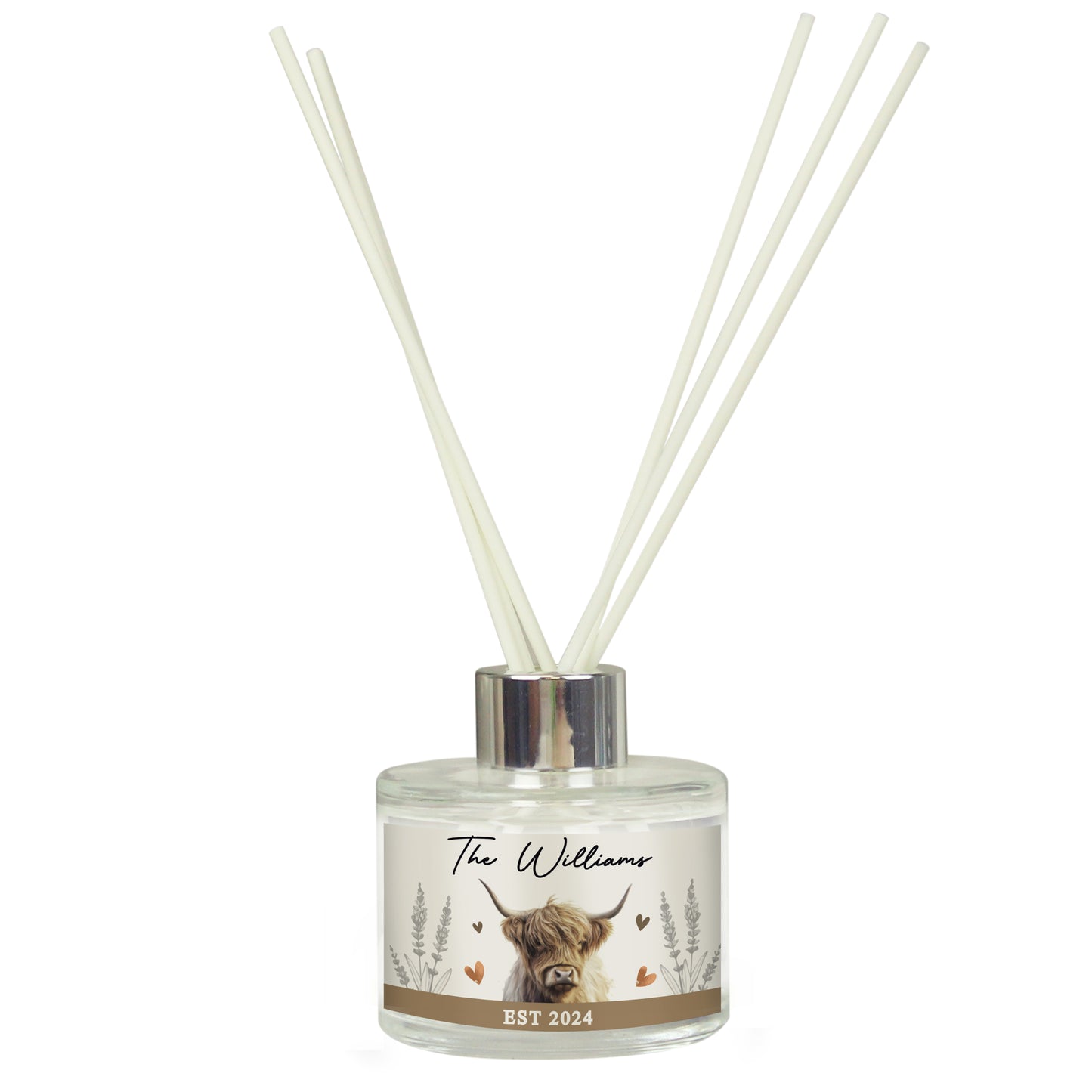 Personalised Highland Cow Reed Diffuser - MK&JD Gifts