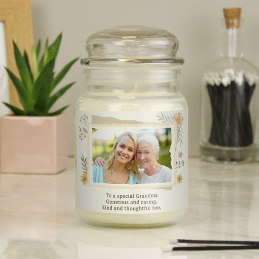 Personalised Wild Flowers Photo Upload Large Candle Jar - MK&JD Gifts