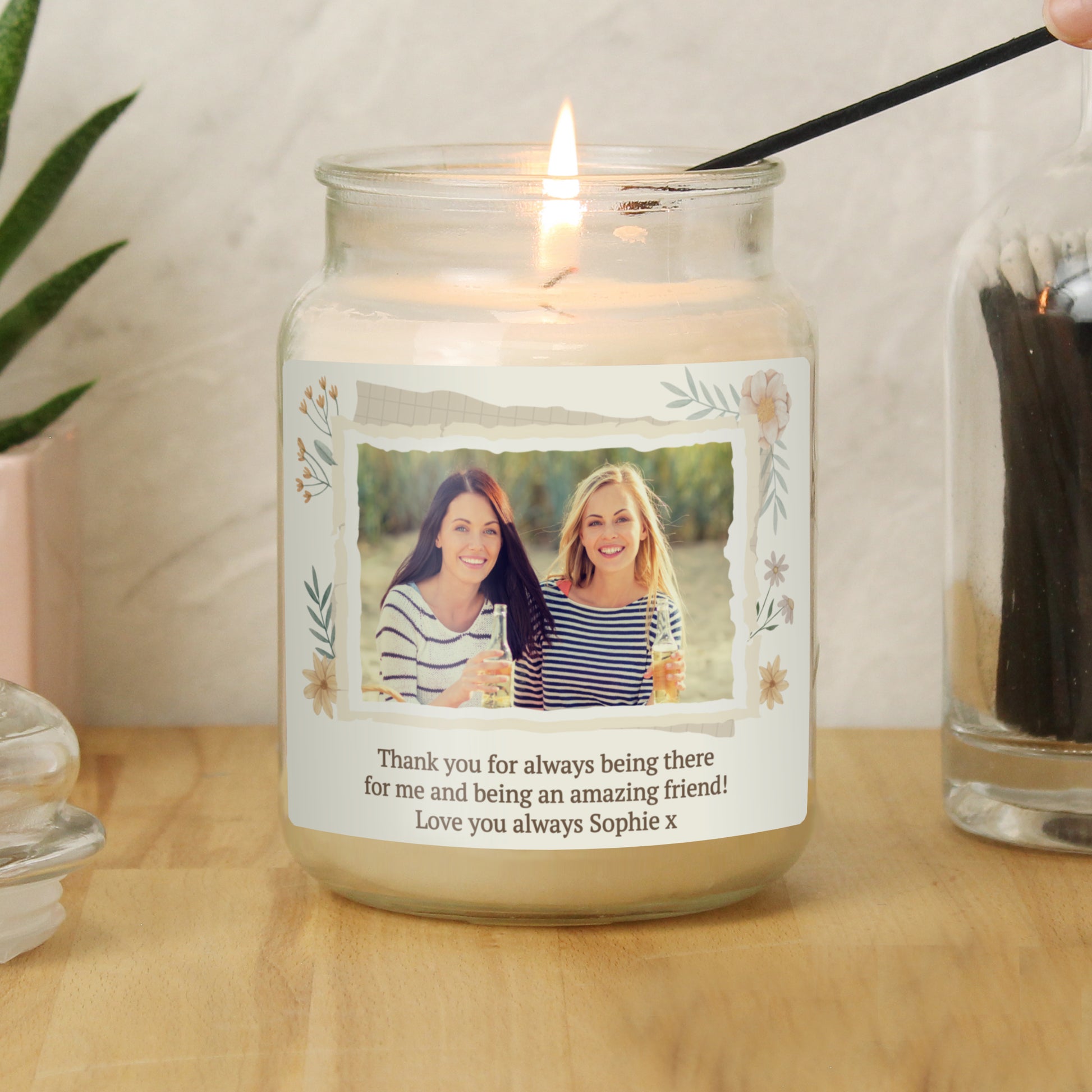 Personalised Wild Flowers Photo Upload Large Candle Jar - MK&JD Gifts
