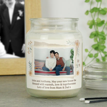 Personalised Wild Flowers Photo Upload Large Candle Jar - MK&JD Gifts