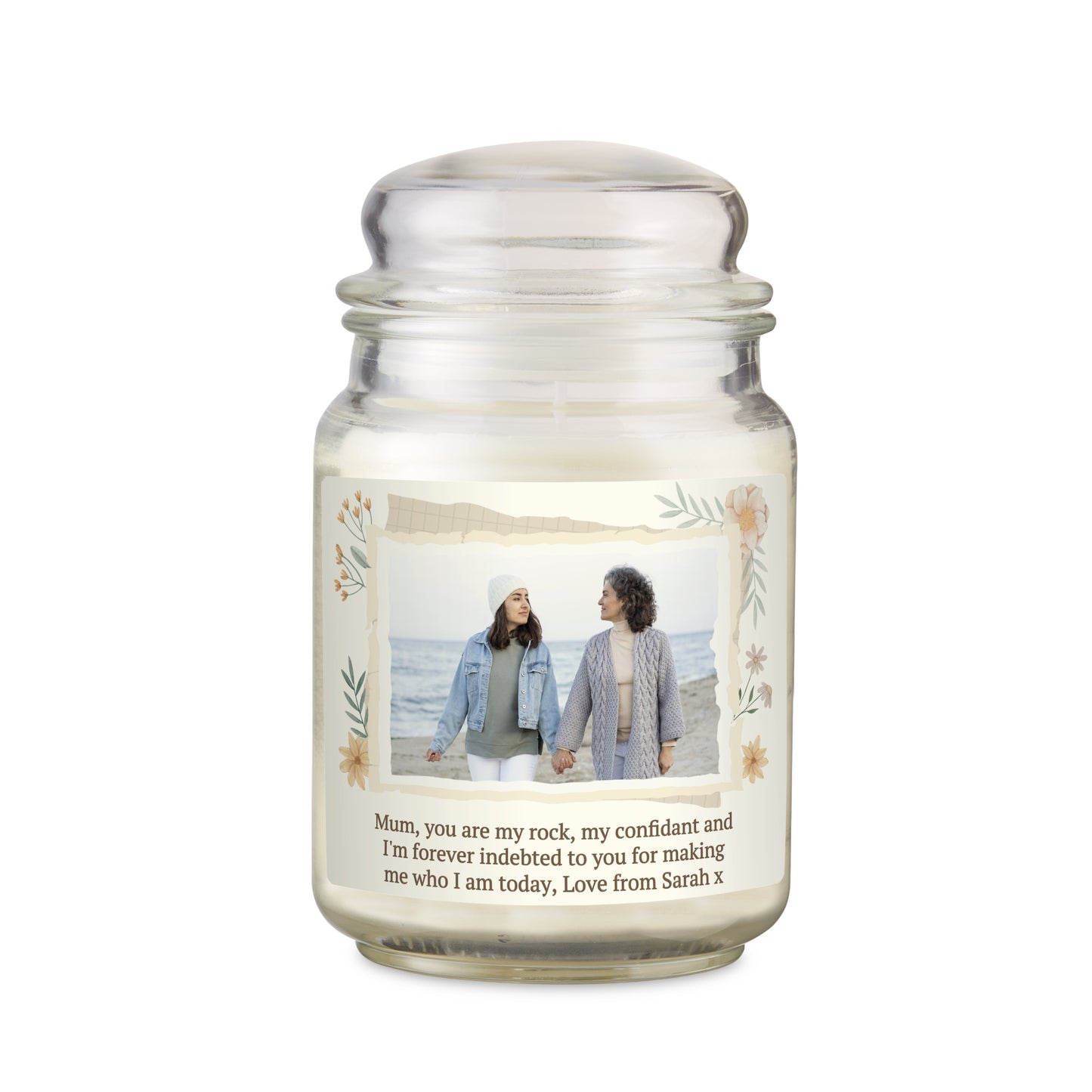 Personalised Wild Flowers Photo Upload Large Candle Jar - MK&JD Gifts