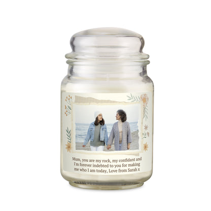 Personalised Wild Flowers Photo Upload Large Candle Jar - MK&JD Gifts