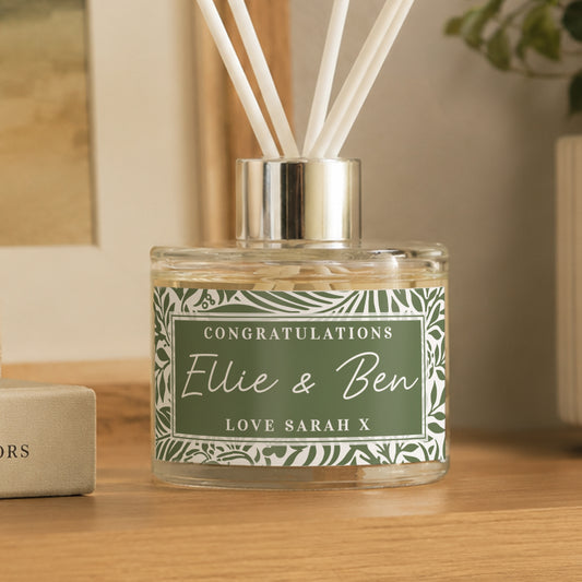 Personalised Green Botanical Reed Diffuser | MK&JD Gifts